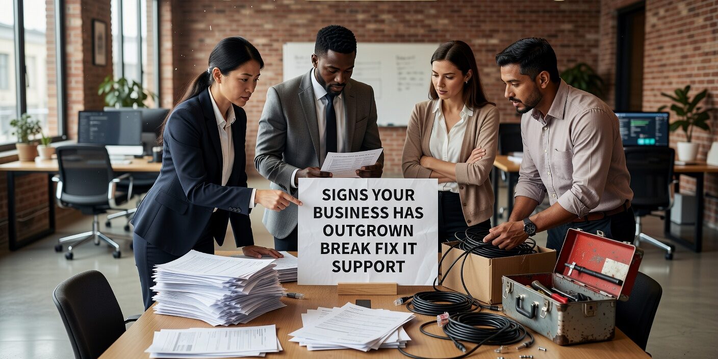 Signs Your Business Has Outgrown Break Fix IT Support Featured Image Discover key warning signs that your growing business needs proactive IT support instead of reactive break-fix services for better security and reliability.