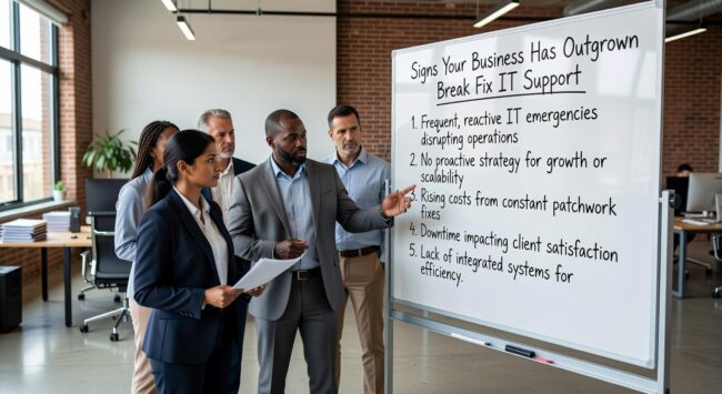 Discover the clear warning signs that indicate your growing business needs to move beyond reactive break-fix IT support to proactive managed services.