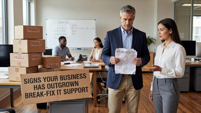 Signs Your Business Has Outgrown Break-Fix IT Support Featured Image Seeing recurring IT problems, slow onboarding, or missing documentation? These are signs your business has outgrown break-fix IT support.