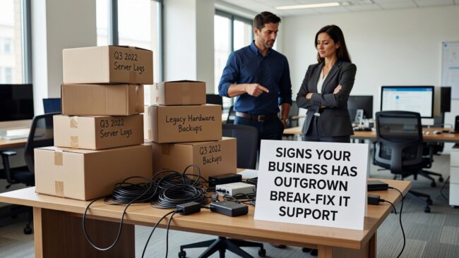 Signs Your Business Has Outgrown Break-Fix IT Support Featured Image Recurring IT problems, frequent downtime, and vendor confusion are signs your business has outgrown break-fix IT support. Here's how to recognize them.