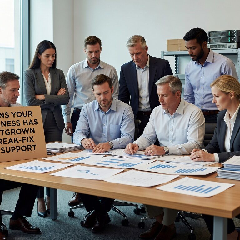 Signs Your Business Has Outgrown Break Fix IT Support Featured Image Learn the key indicators that show when growing businesses need proactive IT management instead of reactive break-fix support for better operations.