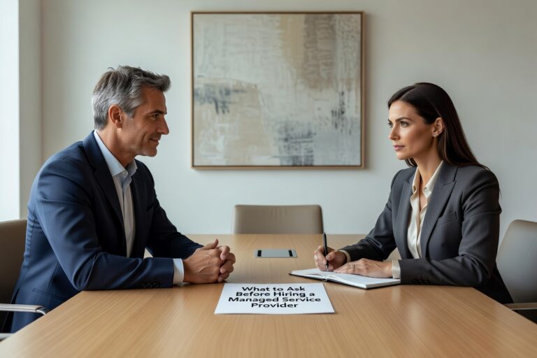 What to Ask Before Hiring a Managed Service Provider Featured Image Know what to ask before hiring a managed service provider. A practical guide to evaluating IT support, backup, security, and service coverage for your business.
