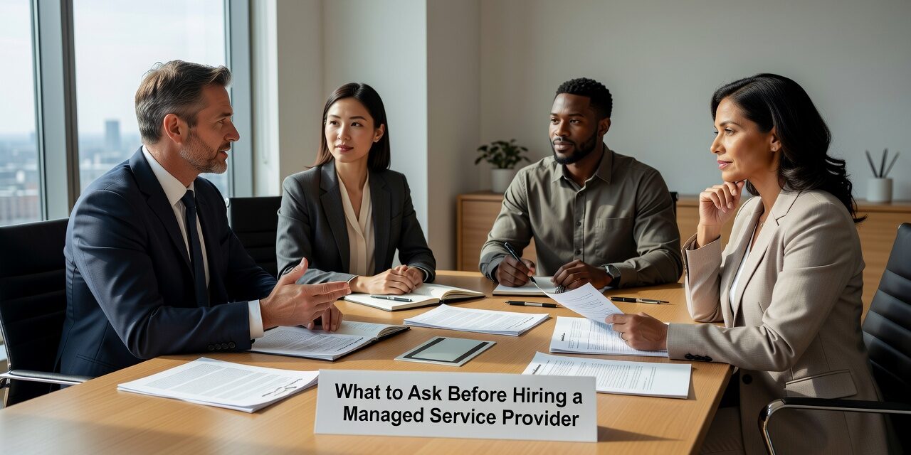 Key questions to ask before hiring a managed service provider — covering support, backups, reporting, and contract terms for business decision-makers.