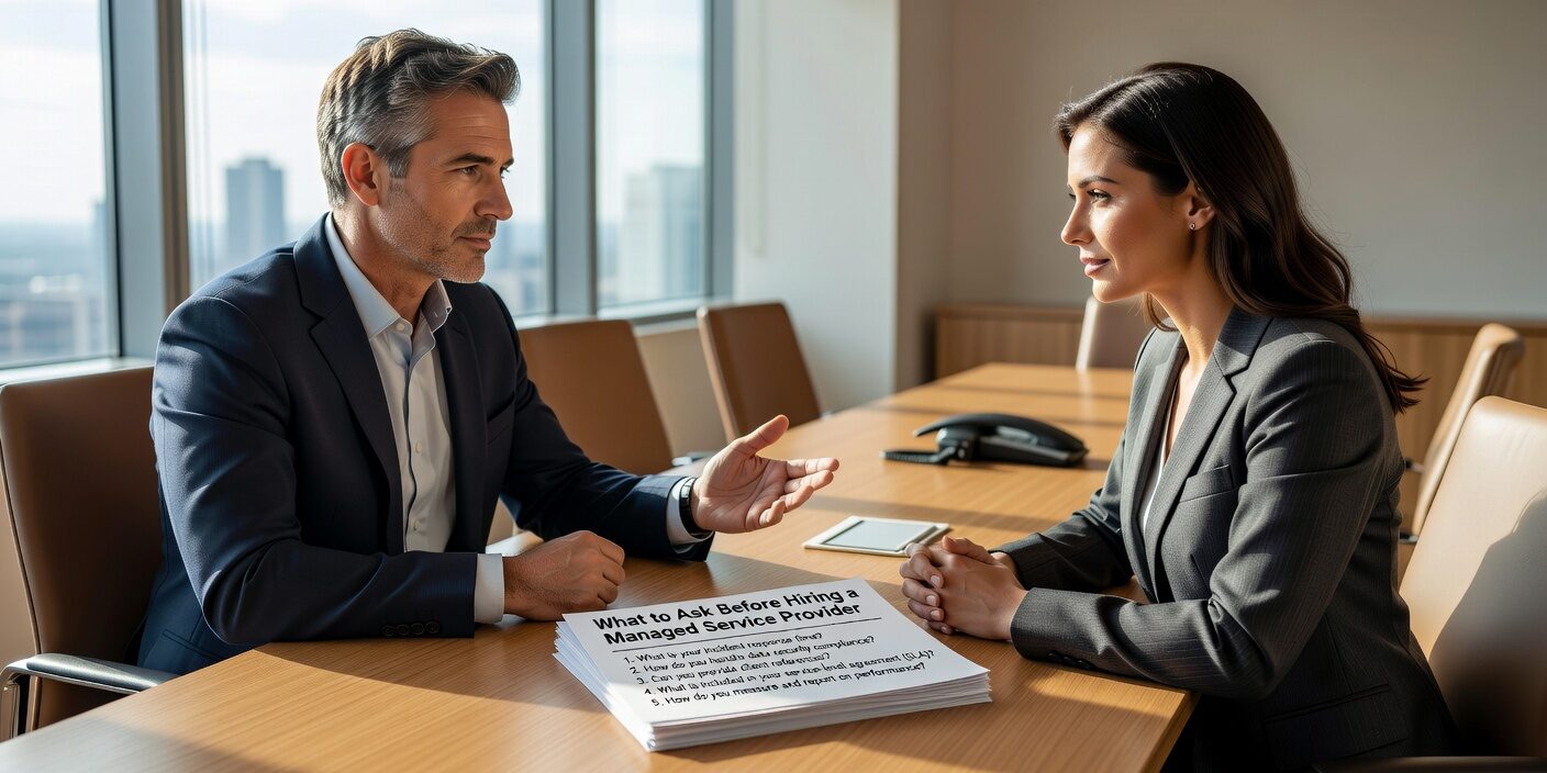 What to Ask Before Hiring a Managed Service Provider Featured Image Essential questions to ask when evaluating managed service providers. Get practical guidance on service quality, pricing, security, and contract terms for business leaders.