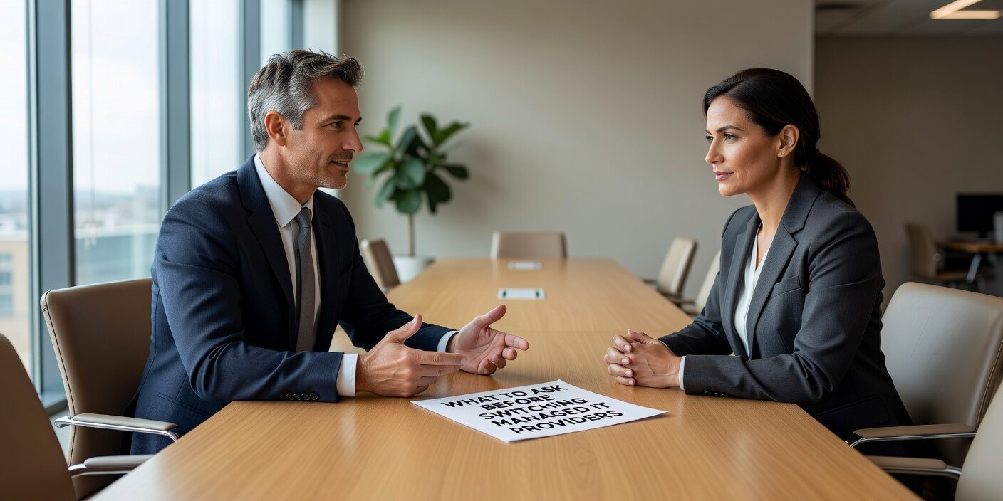 What to Ask Before Switching Managed IT Providers Featured Image Essential questions to ask when evaluating managed IT providers. Learn what to ask about contracts, security, support quality, and transition processes.