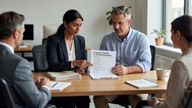 IT Support Checklist for Growing Businesses Featured Image A practical IT support checklist for growing businesses covering backups, security, help desk, vendors, and planning before gaps turn into downtime.