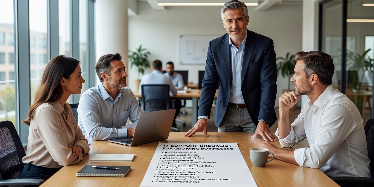 IT Support Checklist for Growing Businesses Featured Image A practical IT support checklist for growing businesses covering security, backups, help desk, and network reliability—without the technical jargon.