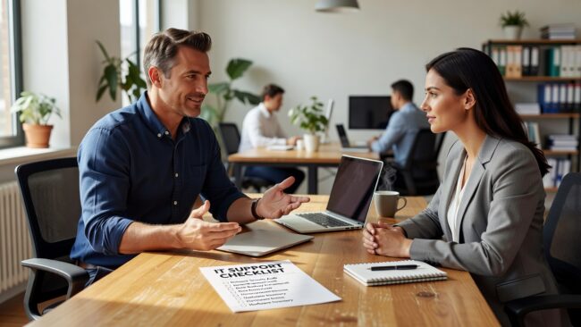 IT Support Checklist for Growing Businesses Featured Image Use this IT support checklist to find gaps in help desk, cybersecurity, backups, and network reliability before they cause downtime or bigger problems.