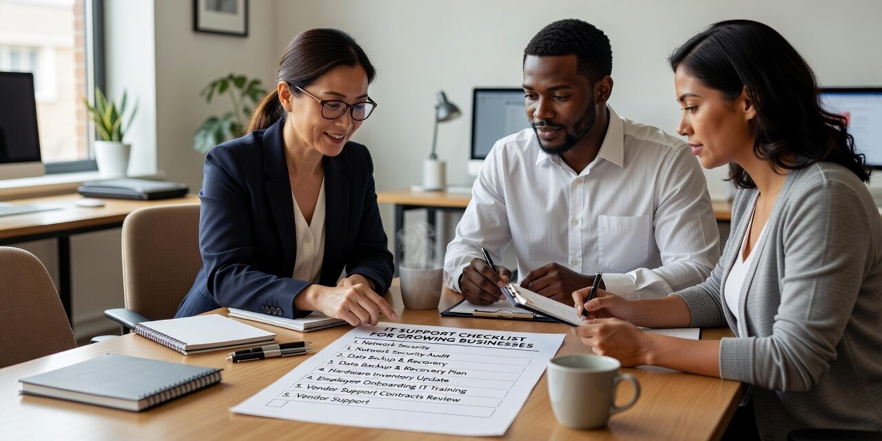 IT Support Checklist for Growing Businesses Featured Image Use this IT support checklist for growing businesses to find gaps in help desk, security, backups, and vendor management before they cause real problems.