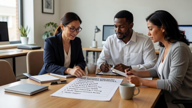 IT Support Checklist for Growing Businesses Featured Image Use this IT support checklist for growing businesses to find gaps in help desk, security, backups, and vendor management before they cause real problems.