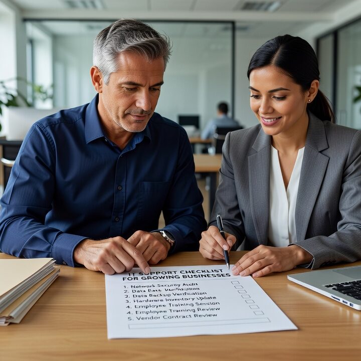 IT Support Checklist for Growing Businesses Featured Image Use this IT support checklist for growing businesses to find gaps in help desk coverage, backups, cybersecurity, and technology planning before they cause problems.