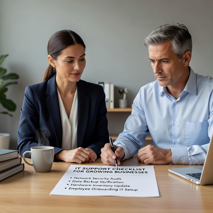 A practical IT support checklist for growing businesses — covering backups, access controls, network reliability, and cost visibility.
