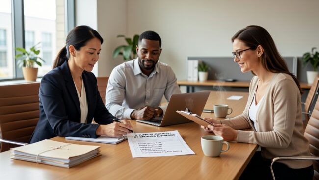 IT Support Checklist for Growing Businesses Featured Image A practical IT support checklist for growing businesses—covering help desk, backups, access management, and cybersecurity basics every leader should review.