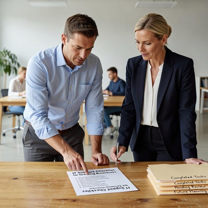 IT Support Checklist for Growing Businesses Featured Image A practical IT support checklist for growing businesses covering backups, cybersecurity, Microsoft 365, help desk, and office move planning.