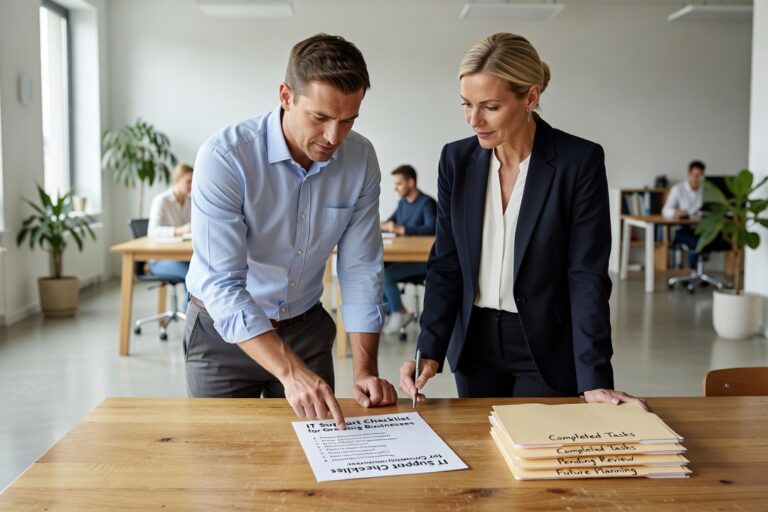 A practical IT support checklist for growing businesses covering backups, cybersecurity, Microsoft 365, help desk, and office move planning.