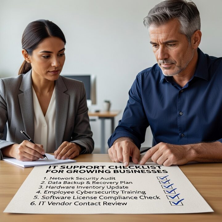Use this IT support checklist for growing businesses to identify gaps in coverage, security, backups, and planning before they become expensive problems.