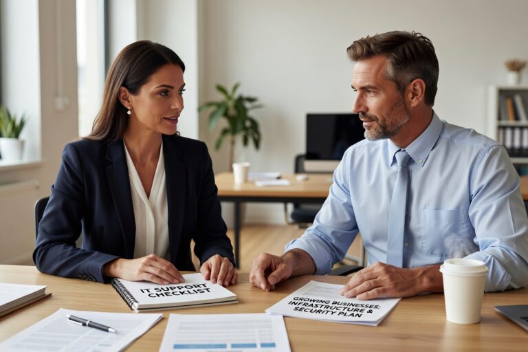 Use this IT support checklist for growing businesses to find gaps in backups, help desk coverage, network reliability, and technology planning.