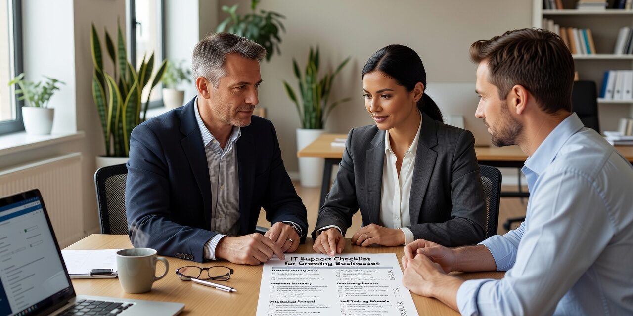 IT Support Checklist for Growing Businesses Featured Image A practical IT support checklist for growing businesses — covering help desk, backups, security, and vendor management without the jargon.