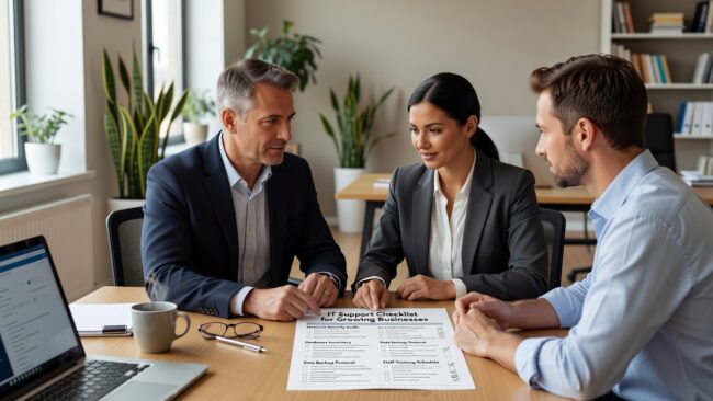 IT Support Checklist for Growing Businesses Featured Image A practical IT support checklist for growing businesses — covering help desk, backups, security, and vendor management without the jargon.