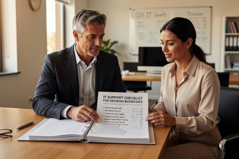 IT Support Checklist for Growing Businesses Featured Image Use this IT support checklist to find gaps in network reliability, backup, cybersecurity, and vendor management before they become costly problems.