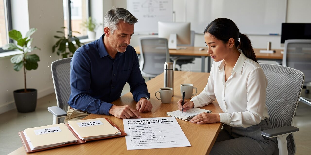 A practical IT support checklist for growing businesses covering security, backups, help desk, and vendor management to prevent downtime.