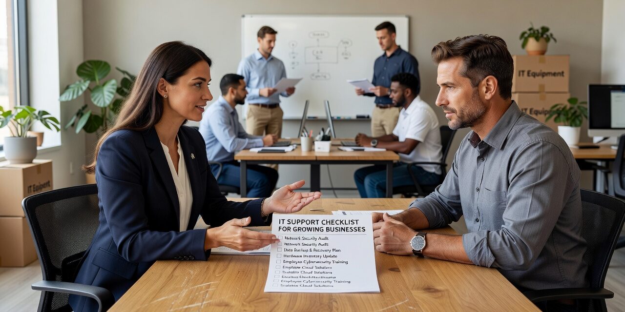 IT Support Checklist for Growing Businesses Featured Image Use this IT support checklist to identify gaps in security, backups, help desk, and planning before they cause downtime or disruption.