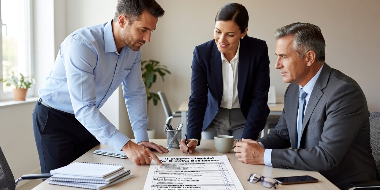 IT Support Checklist for Growing Businesses Featured Image Use this practical IT support checklist to identify gaps in help desk, network reliability, backup, and cybersecurity before they cause real problems.