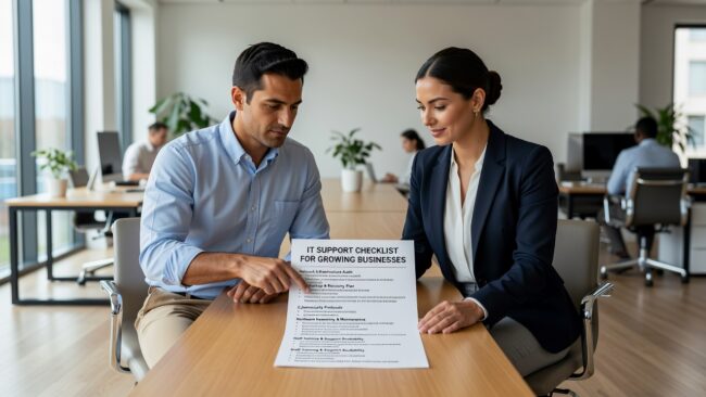 Use this IT support checklist to find gaps in backup, help desk, vendor management, and security before they disrupt your growing business.