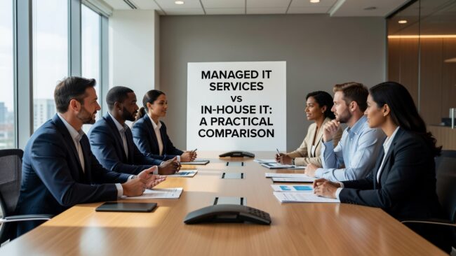 Managed IT Services vs In-House IT: A Practical Comparison Featured Image Comparing managed IT services vs in-house IT? See the real cost, coverage, and risk differences before making your decision.