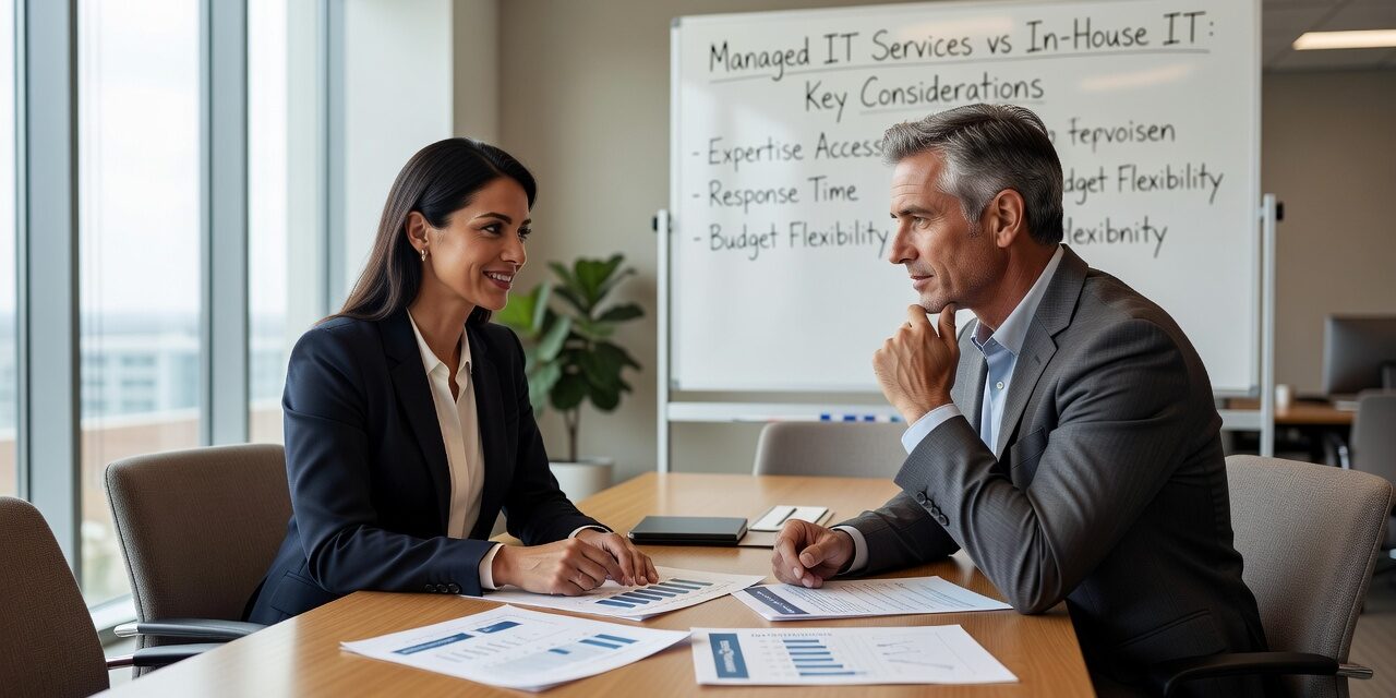 Managed IT Services vs In-House IT: How to Choose Featured Image Weighing managed IT services vs in-house IT? This guide breaks down real costs, coverage gaps, and how to choose the right model for your business.