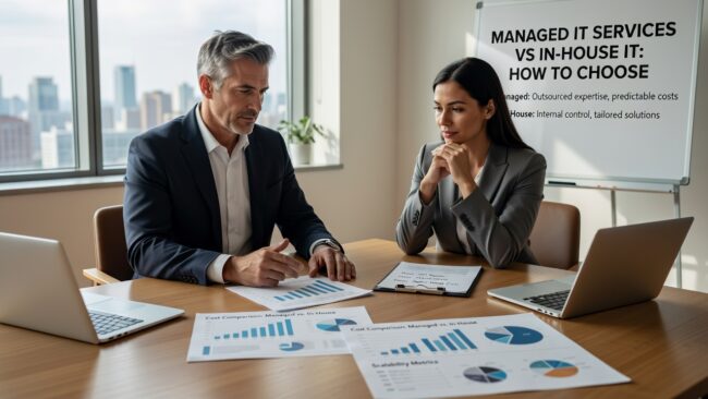 Managed IT Services vs In-House IT: How to Choose Featured Image Comparing managed IT services vs in-house IT? This practical guide covers real costs, coverage gaps, and how to choose the right model for your business.