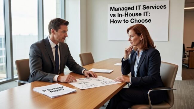 Managed IT Services vs In-House IT: How to Choose Featured Image Comparing managed IT services vs in-house IT? This guide helps business owners weigh real costs, coverage gaps, and risks before deciding.