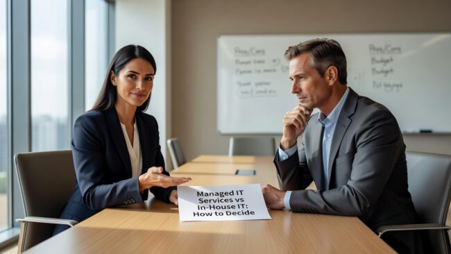 Managed IT Services vs In-House IT: How to Decide Featured Image Comparing managed IT services vs in-house IT? This guide breaks down the real tradeoffs, common blind spots, and how to decide what fits your business.