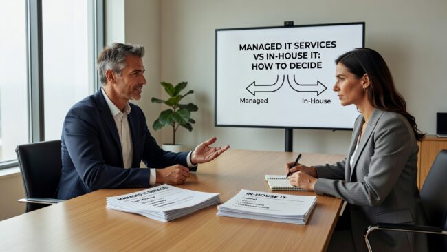Managed IT Services vs In-House IT: How to Decide Featured Image Comparing managed IT services vs in-house IT? Learn how to evaluate coverage, costs, and the right fit for your growing business.