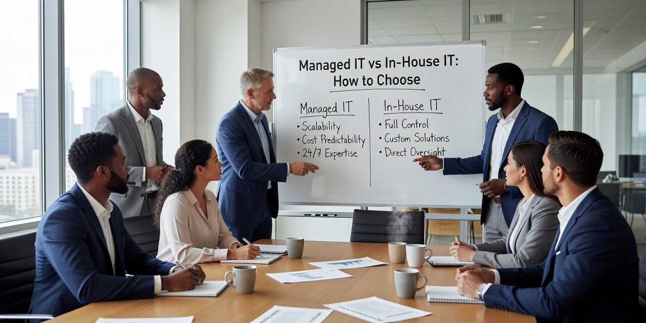 Weighing managed IT vs in-house IT? This practical guide covers real tradeoffs, common gaps, and a decision framework for growing businesses.