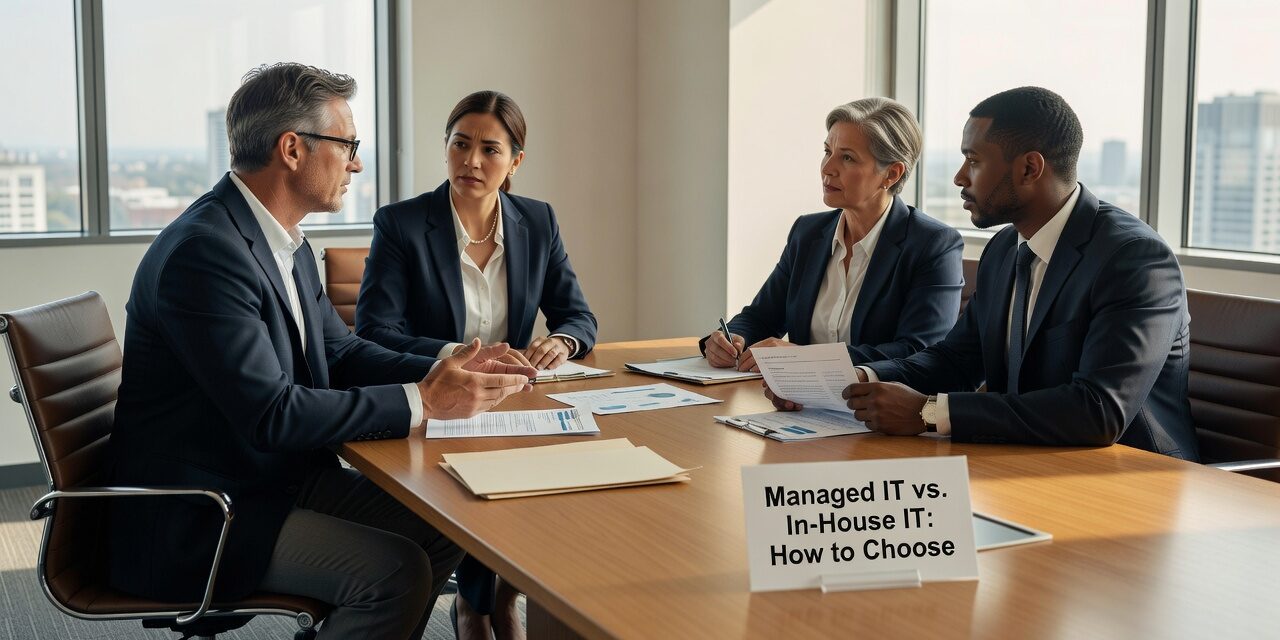 Managed IT vs. In-House IT: How to Choose Featured Image Weighing managed IT services vs. in-house IT? This guide helps growing businesses choose the right support model based on size, cost, and operational needs.