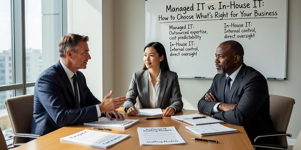 Managed IT vs. In-House IT: How to Choose What’s Right for Your Business Featured Image Choosing between managed IT and in-house IT? This guide breaks down the real costs, common gaps, and how to decide what's right for your growing business.