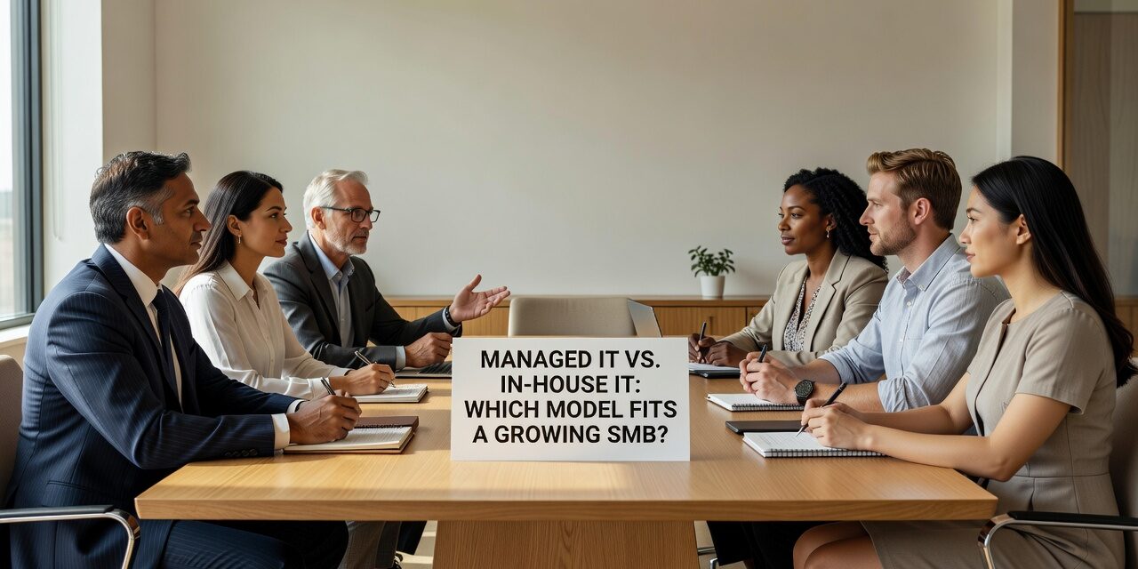Managed IT vs. In-House IT: Which Model Fits a Growing SMB? Featured Image Weighing managed IT services vs in-house IT? Here's a practical breakdown of costs, trade-offs, and decision factors for growing SMBs.