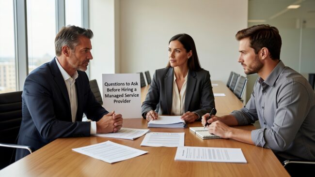 Questions to Ask Before Hiring a Managed Service Provider Featured Image Know what to ask before hiring a managed service provider. Practical questions on scope, response times, cybersecurity, backups, and strategic support.