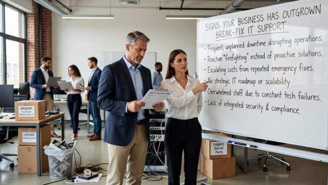 Signs Your Business Has Outgrown Break-Fix IT Support Featured Image Learn the key signs your business has outgrown break-fix IT support and what that shift means for costs, downtime, and daily operations.