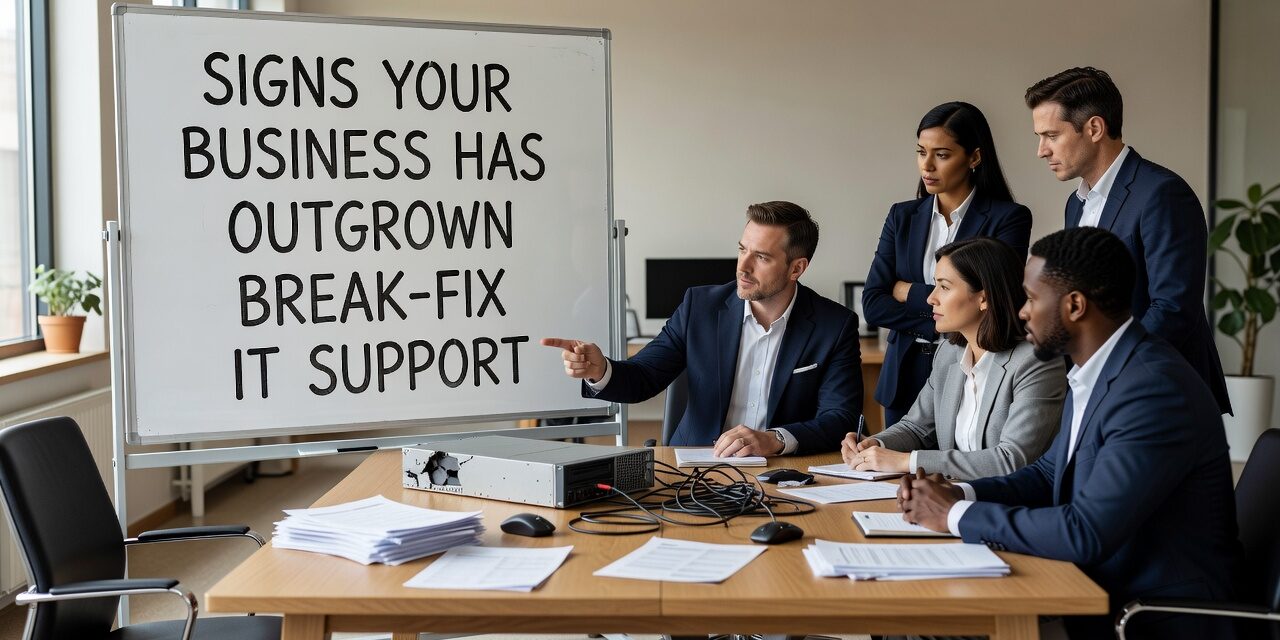 Signs Your Business Has Outgrown Break-Fix IT Support Featured Image Is break-fix IT support slowing your business down? Learn the key signs you've outgrown reactive IT and what a proactive support model actually looks like.