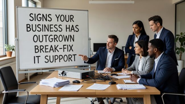 Signs Your Business Has Outgrown Break-Fix IT Support Featured Image Is break-fix IT support slowing your business down? Learn the key signs you've outgrown reactive IT and what a proactive support model actually looks like.