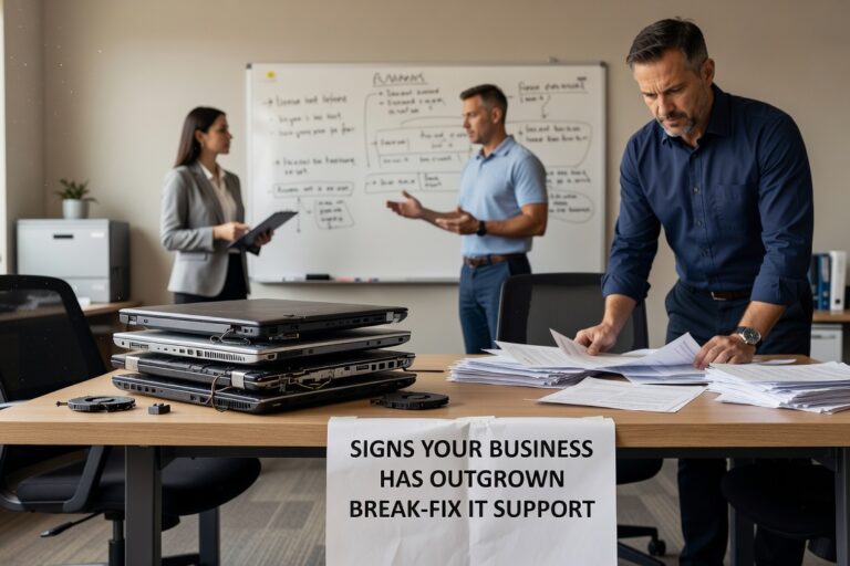 Signs Your Business Has Outgrown Break-Fix IT Support Featured Image Recognize the signs your business has outgrown break-fix IT support — from recurring downtime to unpredictable costs and growing security gaps.