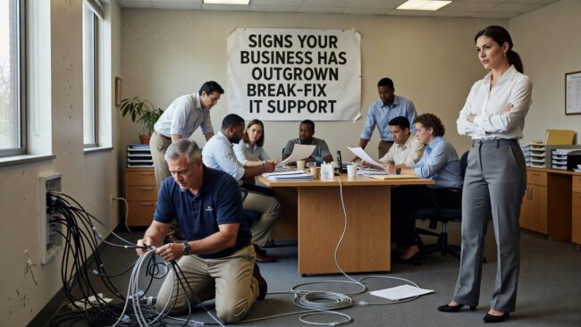Signs Your Business Has Outgrown Break-Fix IT Support Featured Image Recurring IT problems, surprise bills, and security gaps are signs your business has outgrown break-fix IT support. Here's how to know when it's time to switch.