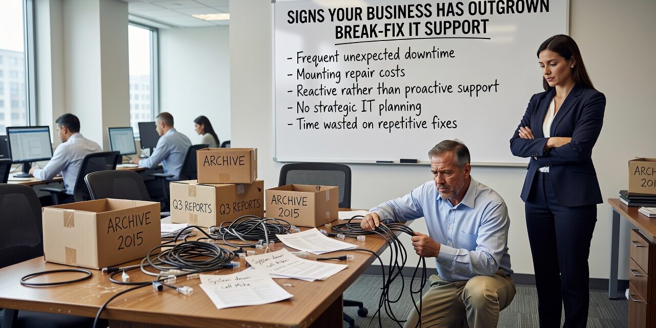 Signs Your Business Has Outgrown Break-Fix IT Support Featured Image Recurring tickets, stalled requests, and reactive planning are signs your business has outgrown break-fix IT support. Here is what to look for.