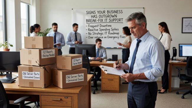 Signs Your Business Has Outgrown Break-Fix IT Support Featured Image Recurring IT problems, slow support, and no system monitoring are signs your business has outgrown break-fix IT. Here's how to recognize the gap and what to do.
