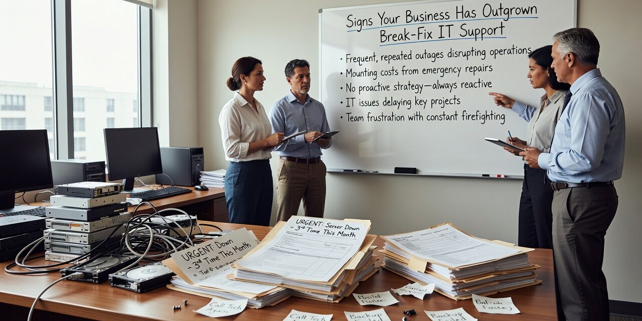 Signs Your Business Has Outgrown Break-Fix IT Support Featured Image Recurring IT problems, unverified backups, and no clear accountability are signs your business has outgrown break-fix IT support. Here's what to look for.