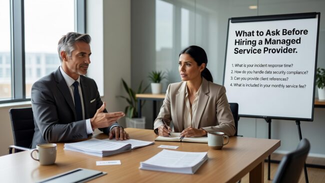 Know what to ask before hiring a managed service provider. A practical guide for business owners and managers evaluating IT support contracts.