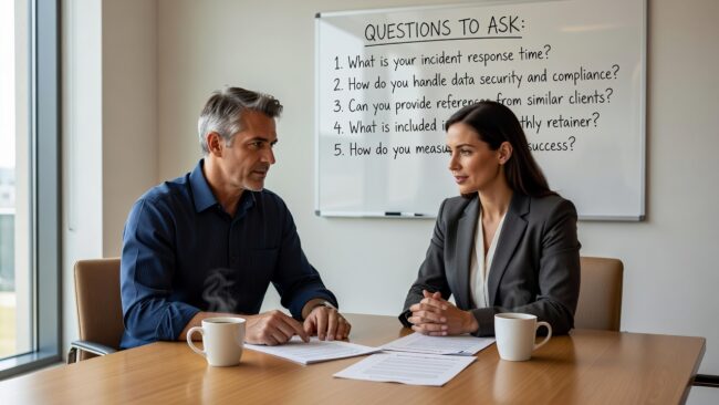 What to Ask Before Hiring a Managed Service Provider Featured Image Know what to ask before hiring a managed service provider. This guide covers SLAs, accountability, cybersecurity, and what good IT support really looks like.