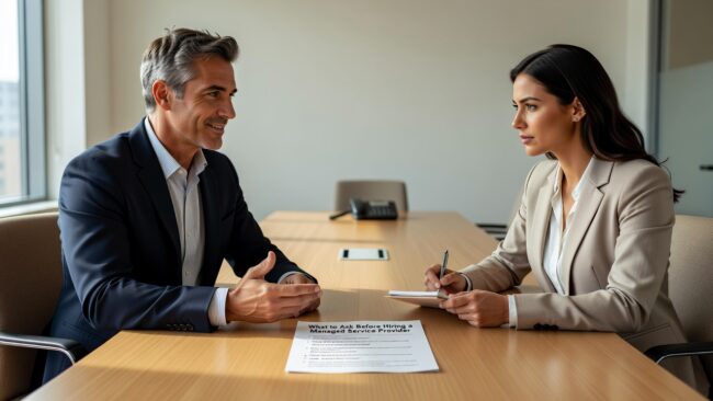 What to Ask Before Hiring a Managed Service Provider Featured Image Hiring an IT provider? Know what to ask before signing. This guide covers scope, response times, project work, and red flags to watch for.